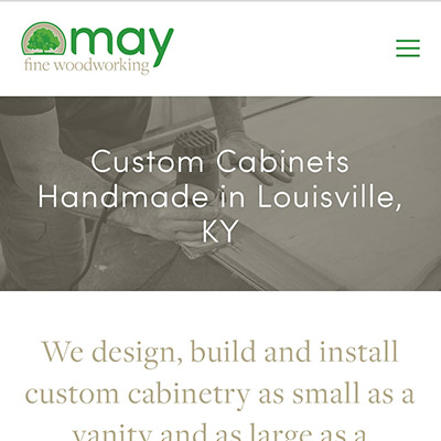 homepage of may fine woodworking