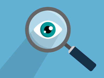 process icon eyeball with magnifying glass