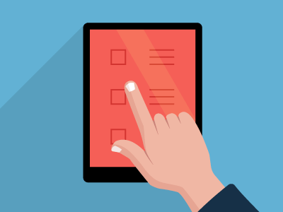 usability test icon hand touching tablet